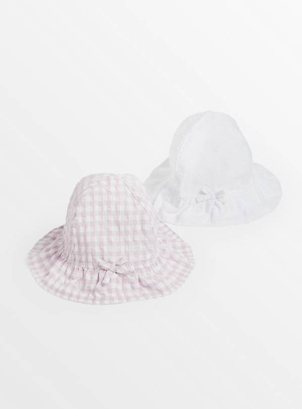 Buy Lilac Gingham & White Bucket Hat 2 Pack 6-12 months